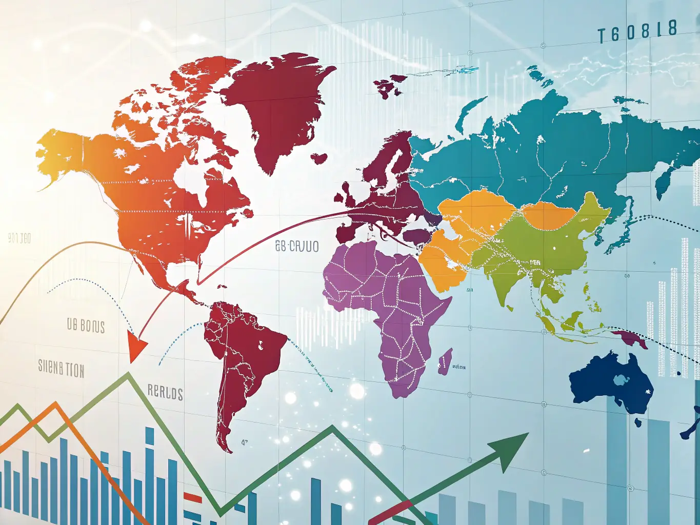 A high-quality image of a world map with interconnected nodes representing international money transfers, highlighting Flumen Pay's global reach and efficient transfer services.